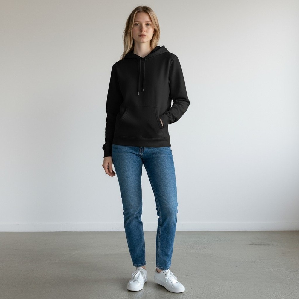 H&M  Sweatshirt Hoodie Black Pullover Casual Minimalist Outdoor Small Streetwear